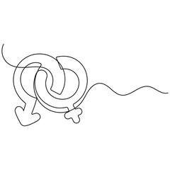 Female gender symbol  icon  continuous one line drawing  outline vector illustration