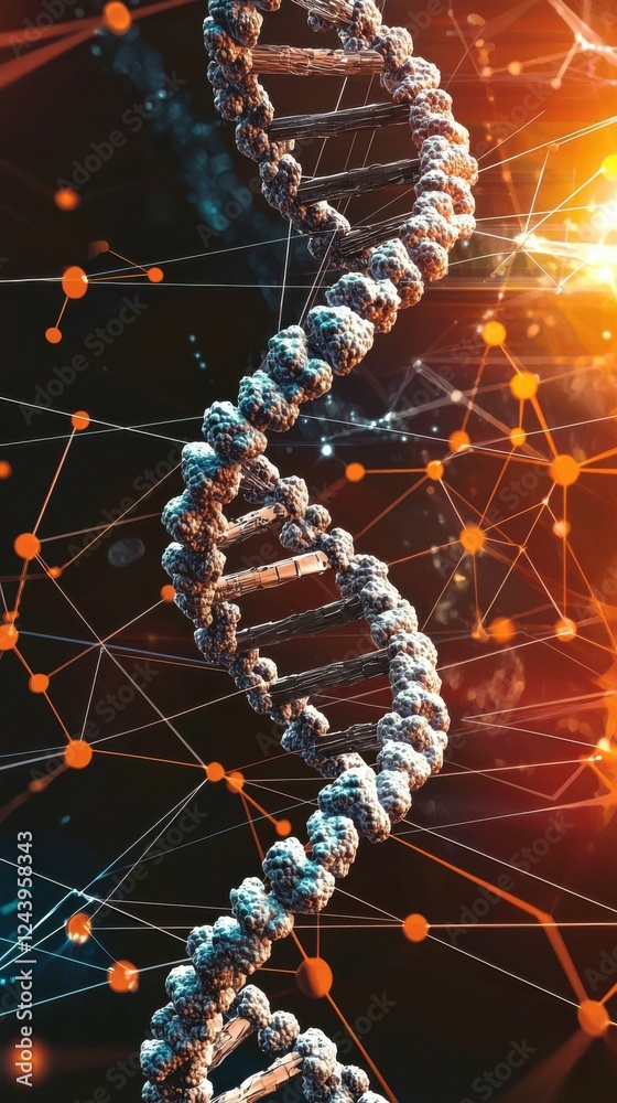 Poster exploring dna structure and function science lab digital artwork abstract environment close-up view 