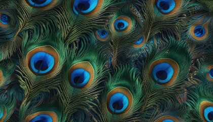 Vibrant peacock feather inspired seamless pattern on fabric, seamless, bird, pattern