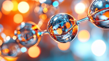 Colorful Molecular Structure with Light and Bokeh Background Effects