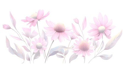 Naklejka premium Soft Pink Floral Arrangement with Delicate Leaves and Petals