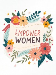 Fototapeta premium Empower Women Typography Floral Wreath: International Women's Day Banner