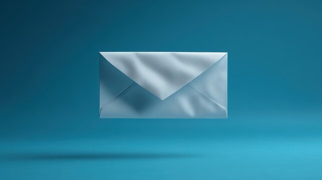 Floating Minimalist Envelope on Blue Background for Professional Use