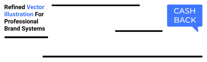 Speech bubble with Cash Back text in bold blue design beside minimal text layout. Ideal for promotions, e-commerce, marketing, online sales, branding, discounts, promotional newsletters, flat landing