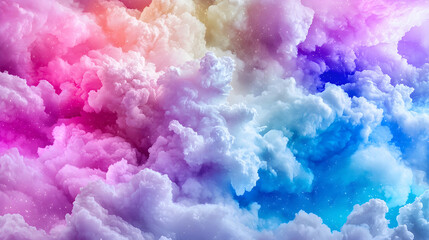 Fototapeta premium Colorful cloudscape, vibrant hues, dreamy background, ideal for design