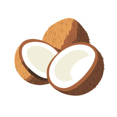 A vector illustration of an open coconut 