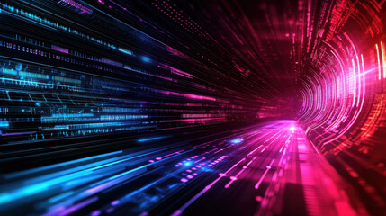 Obraz premium Futuristic abstract technology scene with vibrant colors and dynamic lines