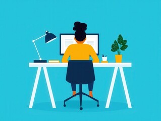 A sleek modern home workspace where a student engages with an LMS for distance learning