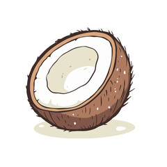 A vector illustration of an open coconut 