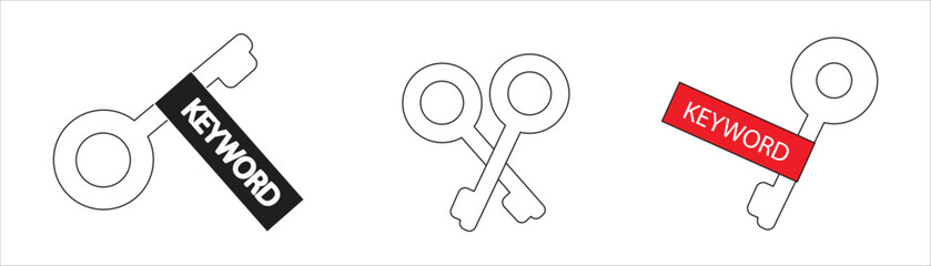 keyword icon, in line and flat style for apps and websites, eps 10 on white back screen.