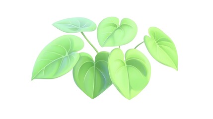 Fresh Green Leaves Isolated on White Background for Nature Concept