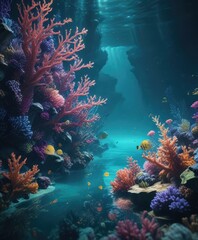 Obraz premium Mysterious underwater scene with soft focus and calming colors, peaceful, serene, blur