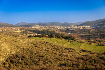 View from Mount Tabor in Israel overlooking the plain and forest.