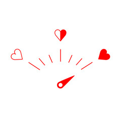 Love meter in speedometer design, vector illustration with high score on the white background