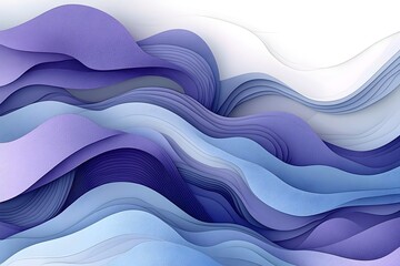 Fototapeta premium An abstract composition featuring undulating waves in various shades of purple and blue, creating a serene and tranquil mood with smooth, flowing lines.