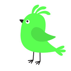 Cute bird icon. Kawaii cartoon funny baby character. Green birds collection. Colorful sticker decoration print. Childish style. Flat design. White background. Isolated. Vector