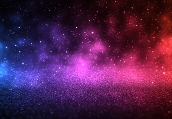 Obraz premium Purple and pink glitter sparkles on dark background with smoky effect. Cosmic, vibrant, and dreamy atmosphere. Ideal for backgrounds, design, or
