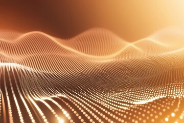 Abstract Golden Waves of Light in Futuristic Digital Landscape Background
