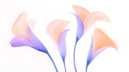 Delicate Calla Lilies in Soft Pastel Colors on a Light Background
