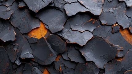 Textured Black and Orange Cracked Surface with Dark Patterns