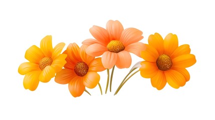 Fototapeta premium Vibrant Orange Flowers with Petals on White Background for Designs