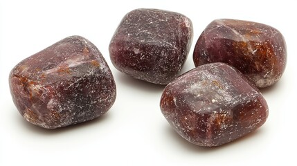 Close-up View of Rectangular Ruby Capsules Displayed on White Background for Jewelry and Decorative Use
