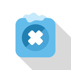 Frozen remove button with cross sign, indicating deletion or cancellation, with a long shadow effect