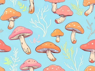 Enchanted Mushroom Forest: A Whimsical Pastel Pattern