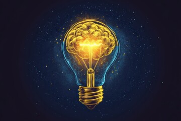Powerful Minimalist Logo Concept of a Brain Inside a Light Bulb