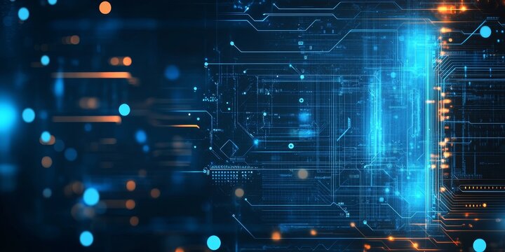 Digital data stream flowing, futuristic network background