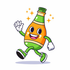 Sauce Bottle Cartoon Character, Fun and Playful, Food Icon, Animated Bottle