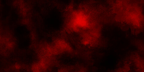 Abstract clouds smoke texture with red color, bloody red grunge texture scratched background, black background with billowing red smoke with stains, Red powder explosion cloud on black for any design.