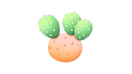 Obraz premium Colorful cartoon cactus with round base and spiky green pads