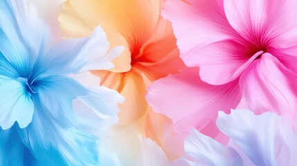 Pastel Pink Blue Orange Paper Flowers Close Up