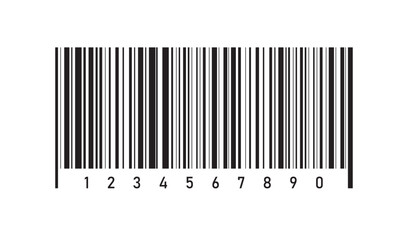 barcode icon Vector. Barcode scratched, line bar stickers icon, clipping path isolated on white.  long horizontal barcode vector.
