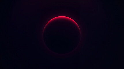 Mysterious dark planet with crimson atmosphere emerging from darkness