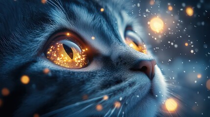 Cat with Christmas Lights