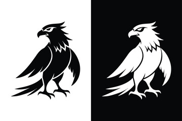 Osprey Bird Icon Black and White Vector.