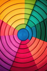 A vibrant, circular design featuring concentric rings in a spectrum of colors, creating a visually striking and dynamic pattern.