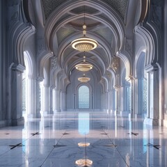 Fototapeta premium The magnificent corridors and massive sculpted columns of the Indian-style temple