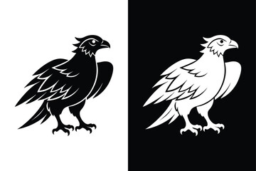 Osprey Bird Icon Black and White Vector.