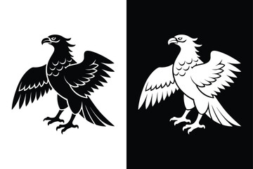 Osprey Bird Icon Black and White Vector.