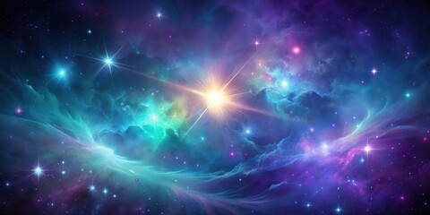 Fototapeta premium Celestial Nebula A Vibrant Cosmic Landscape of Stars and Glowing Gas Clouds