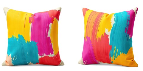 Naklejka premium Boho Bliss: Hand-Painted Brushstrokes on Cozy Throw Pillows