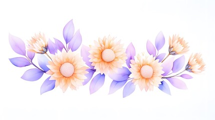 Fototapeta premium Soft Floral Arrangement with Sunflowers and Lavender Leaves