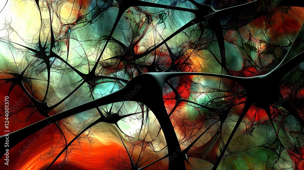 Poster abstract representations of cell receptor network in colorful patterns