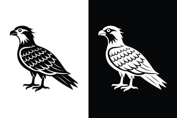Osprey Silhouette Vector with Black and White.