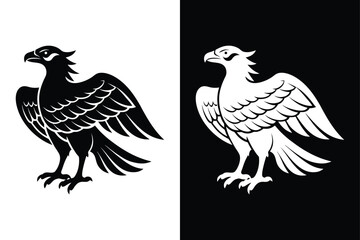 Osprey Silhouette Vector with Black and White.