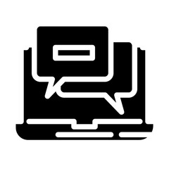 laptop chat solid icon