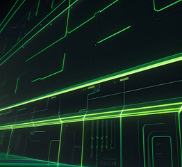 Obraz premium Abstract elegant dark green background with golden line diagonal and lighting effect sparkle. Luxury template design.night starry sky and green aurora borealis.generative ai